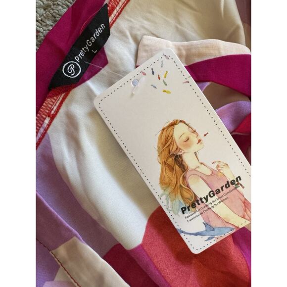 NWT Pretty Garden Summer Floral One Shoulder Maxi Dress Size Large - Picture 7 of 7